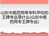 山东中医药高等专科学校的王牌专业是什么(山东中医药高专王牌专业)