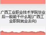 广西工业职业技术学院毕业后一般能干什么呢(广西工业职院就业去向)