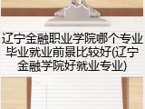 辽宁金融职业学院哪个专业毕业就业前景比较好(辽宁金融学院好就业专业)