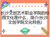 长沙文创艺术职业学院的校园文化是什么,简介(长沙文创学院文化特色)