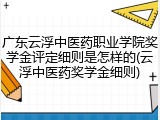 广东云浮中医药职业学院奖学金评定细则是怎样的(云浮中医药奖学金细则)