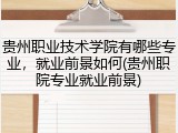 贵州职业技术学院有哪些专业，就业前景如何(贵州职院专业就业前景)