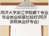 同济大学浙江学院哪个专业毕业就业前景比较好(同济浙院就业好专业)