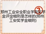 郑州工业安全职业学院奖学金评定细则是怎样的(郑州工安奖学金细则)