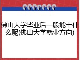 佛山大学毕业后一般能干什么呢(佛山大学就业方向)
