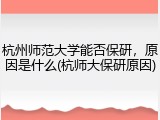 杭州师范大学能否保研，原因是什么(杭师大保研原因)