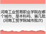 河南工业贸易职业学院在哪个城市,是本科吗,第几批(河南工贸学院城市批次)