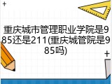 重庆城市管理职业学院是985还是211(重庆城管院是985吗)