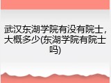 武汉东湖学院有没有院士，大概多少(东湖学院有院士吗)