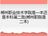 郴州职业技术学院是一本还是本科第二批(郴州职院是二本)
