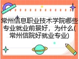 常州信息职业技术学院哪些专业就业前景好，为什么(常州信院好就业专业)