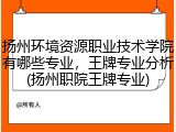 扬州环境资源职业技术学院有哪些专业，王牌专业分析(扬州职院王牌专业)
