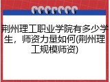 荆州理工职业学院有多少学生，师资力量如何(荆州理工规模师资)