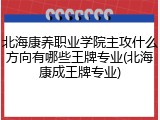 北海康养职业学院主攻什么方向有哪些王牌专业(北海康成王牌专业)