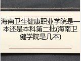 海南卫生健康职业学院是一本还是本科第二批(海南卫健学院是几本)