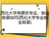 西北大学有哪些专业，就业前景如何(西北大学专业就业前景)