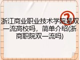 浙江商业职业技术学院是双一流高校吗，简单介绍(浙商职院双一流吗)