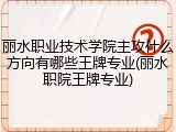丽水职业技术学院主攻什么方向有哪些王牌专业(丽水职院王牌专业)