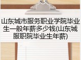 山东城市服务职业学院毕业生一般年薪多少钱(山东城服职院毕业生年薪)