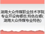 湖南大众传媒职业技术学院专业开设有哪些,特色在哪(湖南大众传媒专业特色)