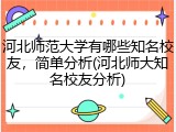河北师范大学有哪些知名校友，简单分析(河北师大知名校友分析)