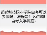邯郸科技职业学院自考可以去读吗，流程是什么(邯郸自考入学流程)