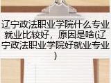 辽宁政法职业学院什么专业就业比较好,原因是啥(辽宁政法职业学院好就业专业)