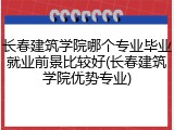 长春建筑学院哪个专业毕业就业前景比较好(长春建筑学院优势专业)