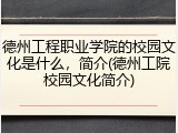 德州工程职业学院的校园文化是什么，简介(德州工院校园文化简介)