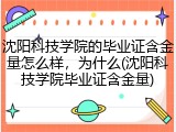 沈阳科技学院的毕业证含金量怎么样，为什么(沈阳科技学院毕业证含金量)