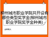 柳州城市职业学院共开设有哪些类型奖学金(柳州城市职业学院奖学金种类)