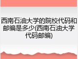 西南石油大学的院校代码和邮编是多少(西南石油大学代码邮编)