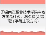 无锡南洋职业技术学院主攻方向是什么，怎么样(无锡南洋学院主攻方向)