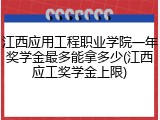 江西应用工程职业学院一年奖学金最多能拿多少(江西应工奖学金上限)