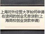上海对外经贸大学如何申请在读间的创业无息贷款(上海高校创业贷款申请)