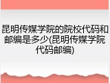 昆明传媒学院的院校代码和邮编是多少(昆明传媒学院代码邮编)