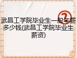 武昌工学院毕业生一般年薪多少钱(武昌工学院毕业生薪资)