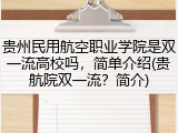 贵州民用航空职业学院是双一流高校吗，简单介绍(贵航院双一流？简介)