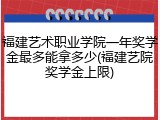 福建艺术职业学院一年奖学金最多能拿多少(福建艺院奖学金上限)