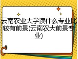 云南农业大学读什么专业比较有前景(云南农大前景专业)