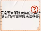 云南警官学院就读的真实感觉如何(云南警院就读感受)