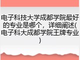 电子科技大学成都学院最好的专业是哪个，详细阐述(电子科大成都学院王牌专业)