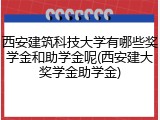 西安建筑科技大学有哪些奖学金和助学金呢(西安建大奖学金助学金)