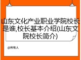 山东文化产业职业学院校长是谁,校长基本介绍(山东文院校长简介)