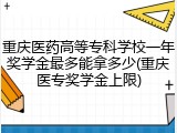 重庆医药高等专科学校一年奖学金最多能拿多少(重庆医专奖学金上限)