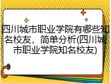四川城市职业学院有哪些知名校友，简单分析(四川城市职业学院知名校友)