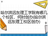 哈尔滨远东理工学院有哪几个校区，何时创办(哈尔滨远东理工校区创办)