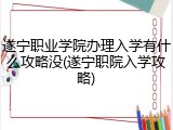 遂宁职业学院办理入学有什么攻略没(遂宁职院入学攻略)