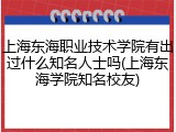 上海东海职业技术学院有出过什么知名人士吗(上海东海学院知名校友)