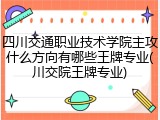 四川交通职业技术学院主攻什么方向有哪些王牌专业(川交院王牌专业)